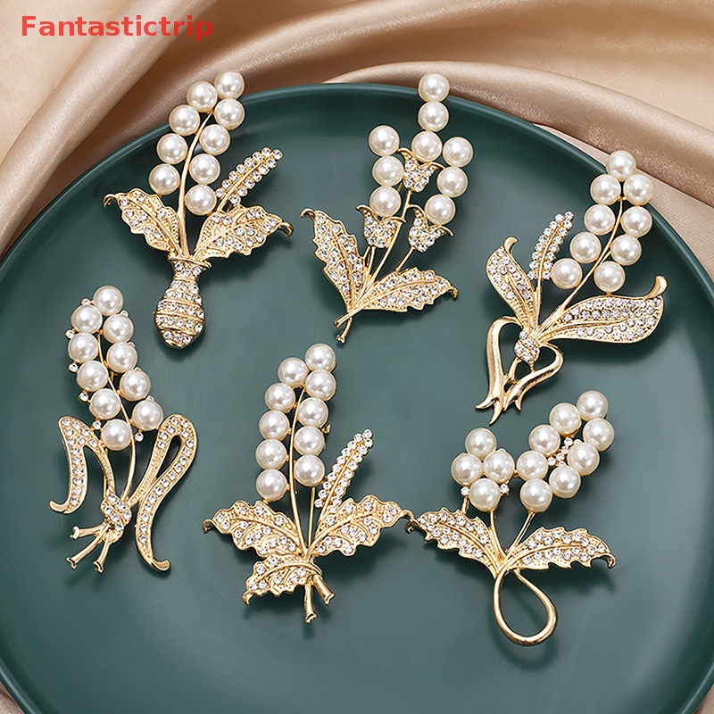 Ghim Cài Áo Hình Lúa Mạch Đính Đá Ngọc Trai Nhân Tạo Chống Thất Lạc Thời Trang Cho Nữ