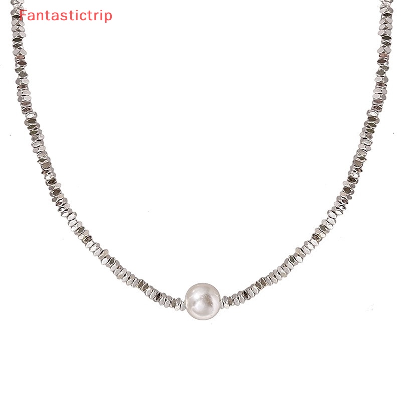 Vòng Cổ Choker Màu Bạc Đính Ngọc Trai Lấp Lánh Thời Trang Cho Nữ