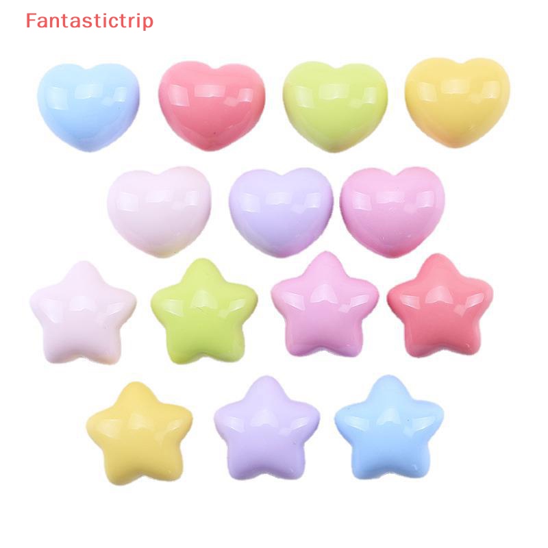 [Fantastictrip] Set 10 Kẹp Tóc Resin Hình Ngôi Sao / Trái Tim Dễ Thương Bằng Nhựa Resin Tự Làm Phụ Kiện Trang Sức Điện Thoại Di Động