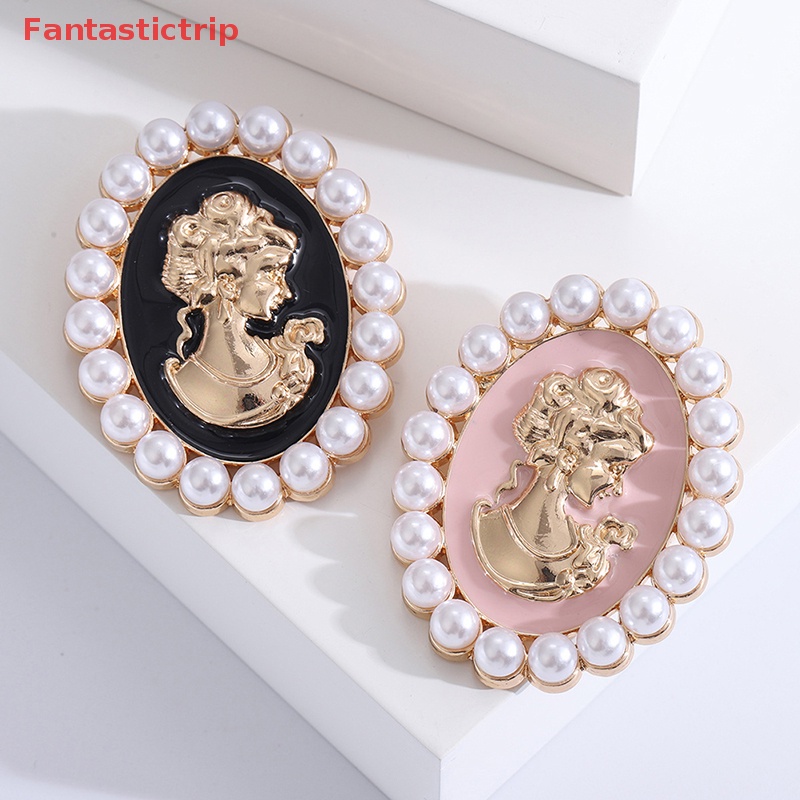 Ghim Cài Áo Hình Oval Đính Ngọc Trai Nhân Tạo Thời Trang Cho Nữ