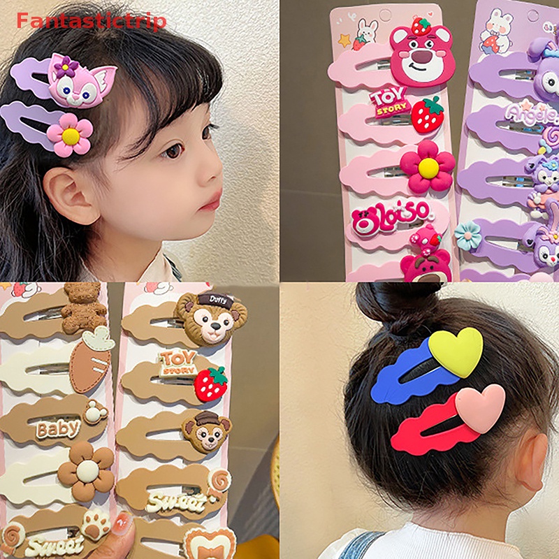 Set 5 Kẹp Tóc Hình Thỏ / Gấu Hoạt Hình Dễ Thương Cho Bé Gái