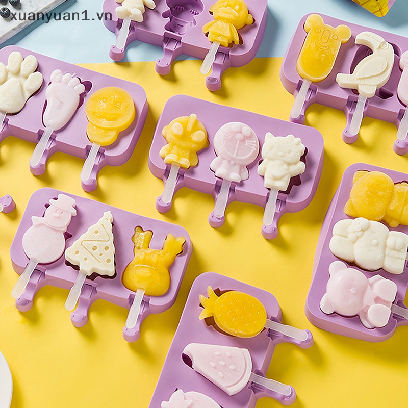 Khuôn Silicon Làm Kem Que Hình Động Vật Hoạt Hình Dễ Thương