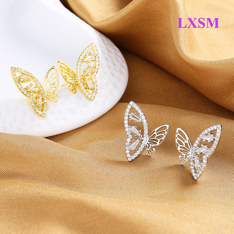 Lxsm Bông Tai Hình Bướm Đính Đá Zircon Lấp Lánh Sang Trọng