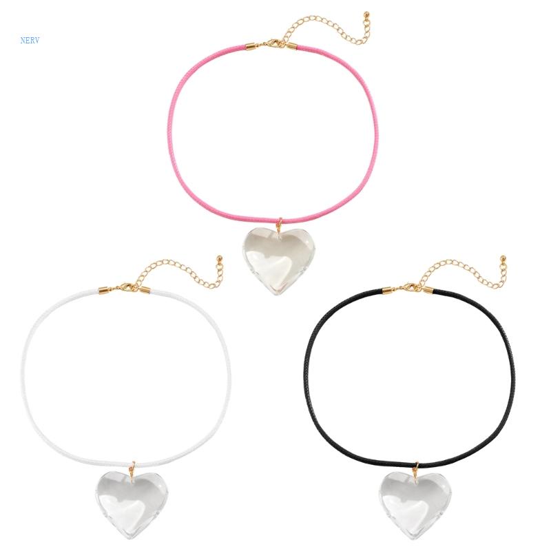 Vòng cổ Mặt Kính Hình Trái Tim Phong Cách Hàn Quốc Cho Nữ