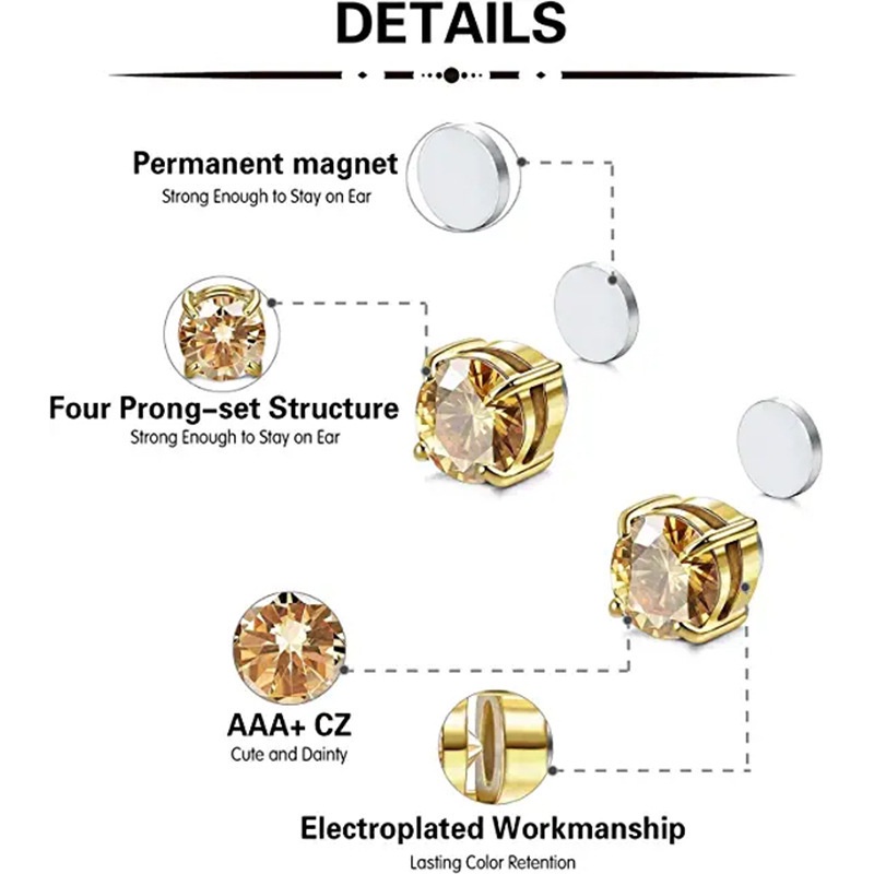 Bông Tai Nam Châm BằNg ThéP Không Gỉ ĐíNh Kim Cương Giả - Bộ 1 Cá