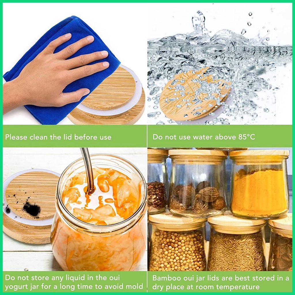 Bộ 6 Nắp Đậy Lọ Mason Bằng Silicone Chống Rò Rỉ Có Thể Tái Sử Dụng