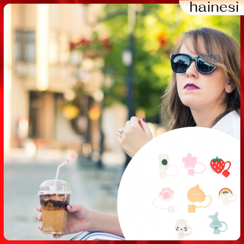 Set 8 Nắp Đậy Ống Hút Bằng Silicone Cao Su Mềm Cho Bé