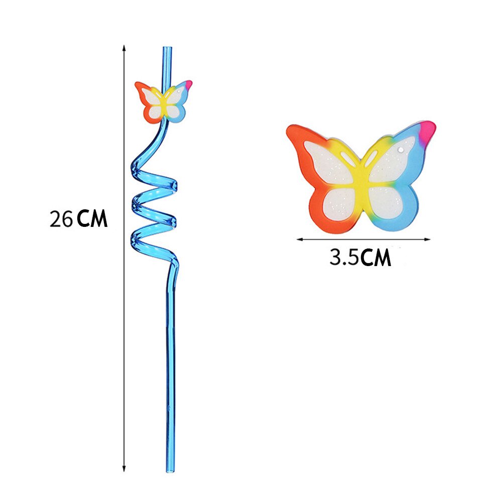 Ống Hút 26cm Hình Bướm Nhiều Màu Sắc Có Thể Tái Sử Dụng Trang Trí Tiệc Sinh Nhật Cho Bé Gái