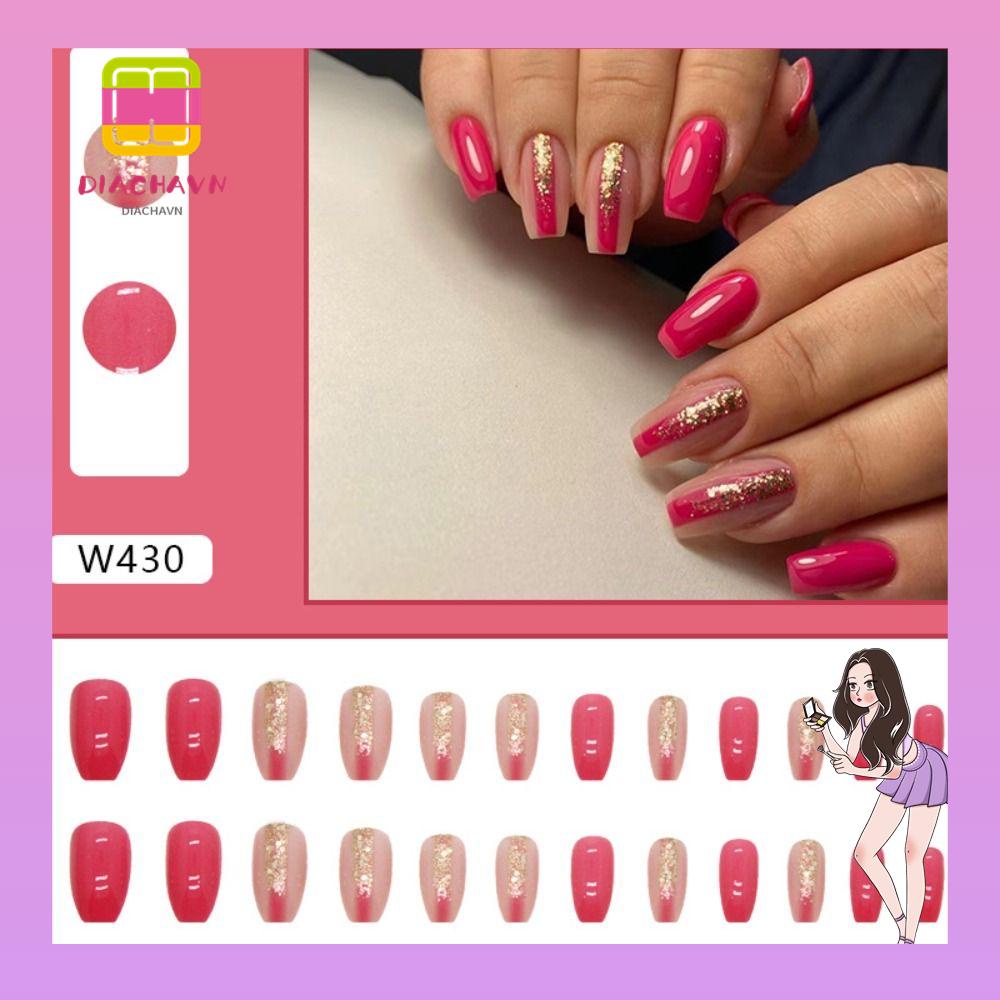 Bộ 24 Móng Tay Giả Che Phủ Toàn Diện Dùng Làm Múa Ba Lê DIY