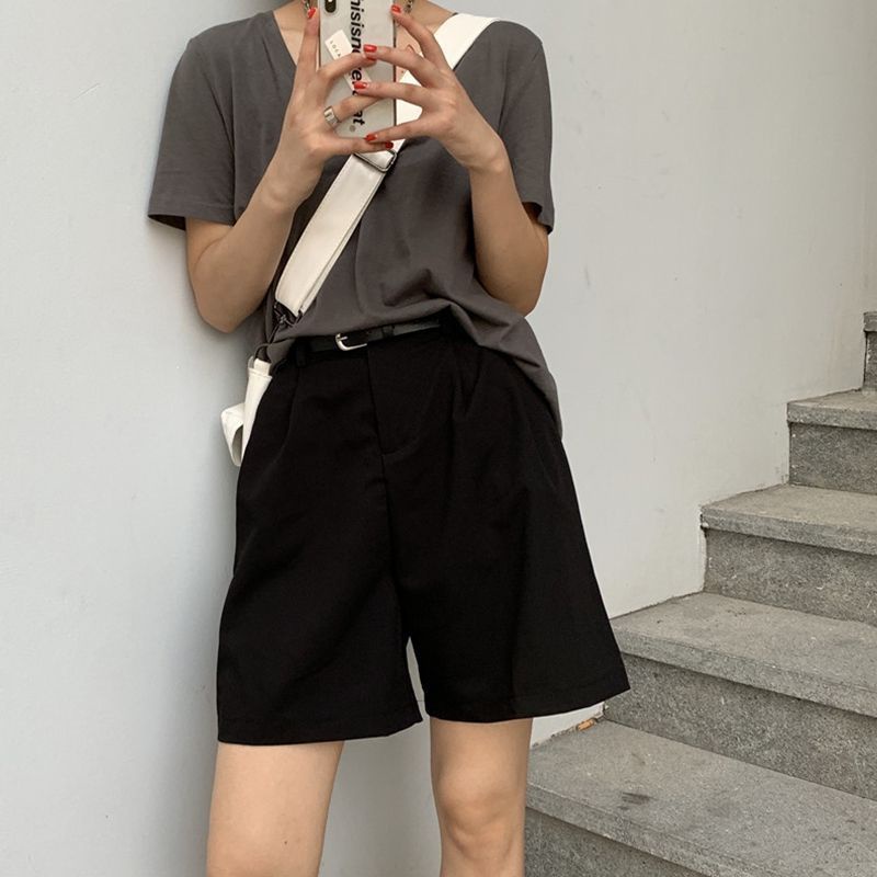 Quần Short Chữ A Lưng Cao Ống Rộng Thời Trang Mùa Hè Cho Nữ