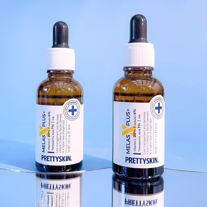 Tinh chất dưỡng sáng da mờ nám Pretty Skin Melas X Plus Vitammin C 20% Arbutin 4% 30ml