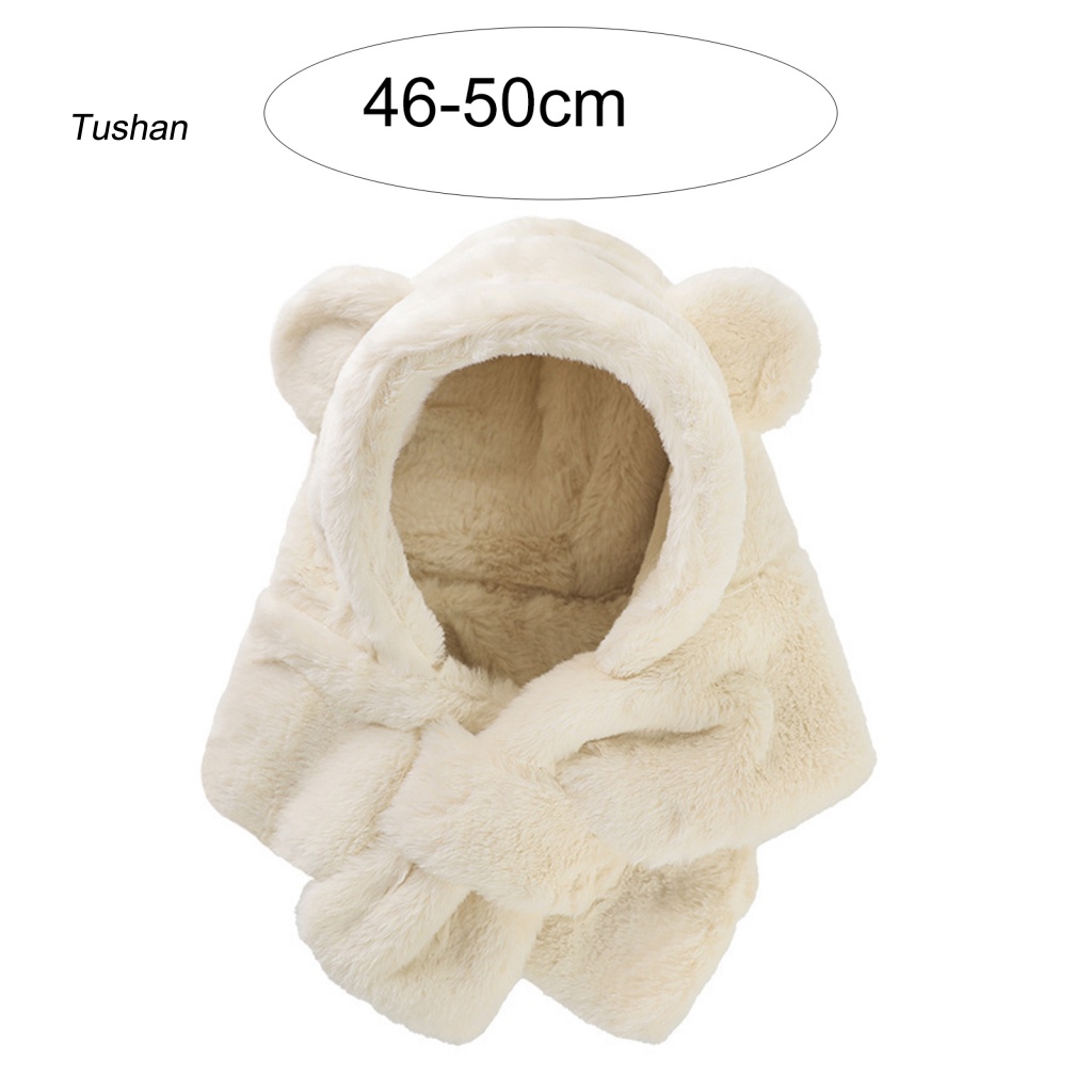 Mũ Flannel Dày Dặn Mềm Mại Màu Trơn Kèm Khăn Choàng Cổ Giữ Ấm Mùa Đông Cho Bé