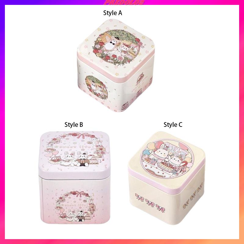 [Predolo2] Hộp Thiếc Vuông Đựng Kẹo / Thực Phẩm Có Nắp Cho Dự Án Tự Làm