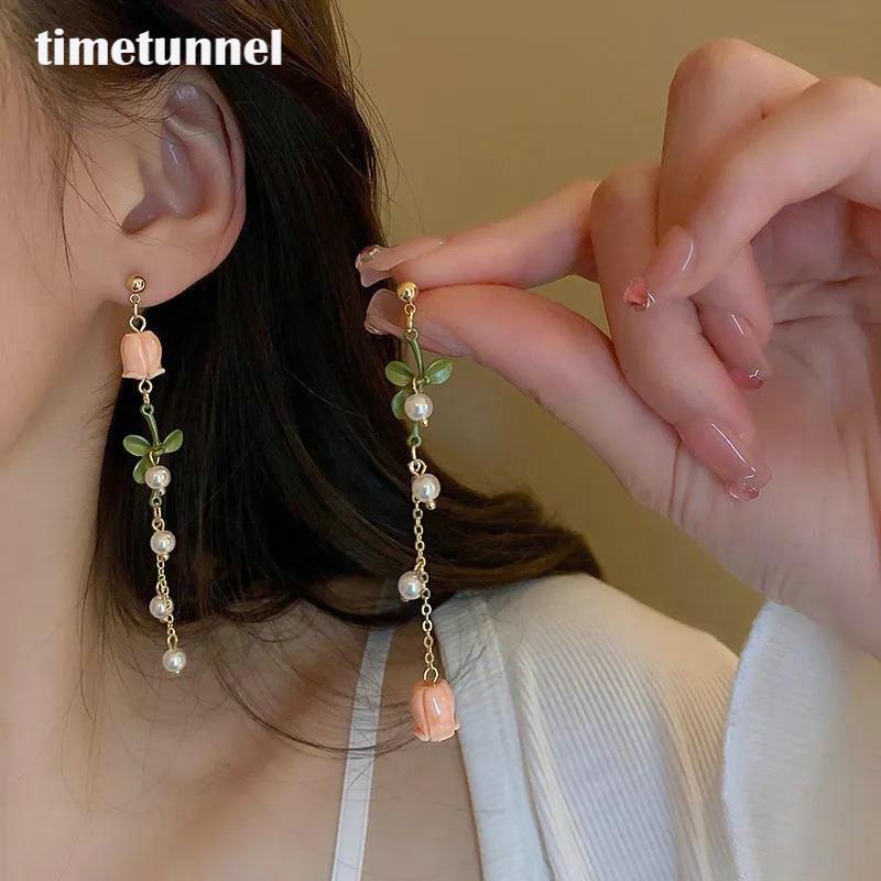 Bông Tai Mạ Bạc 925 Hình Hoa Tulip Đính Đá Zircon Sang Trọng Thời Trang Cho Nữ 2023 timetunnel