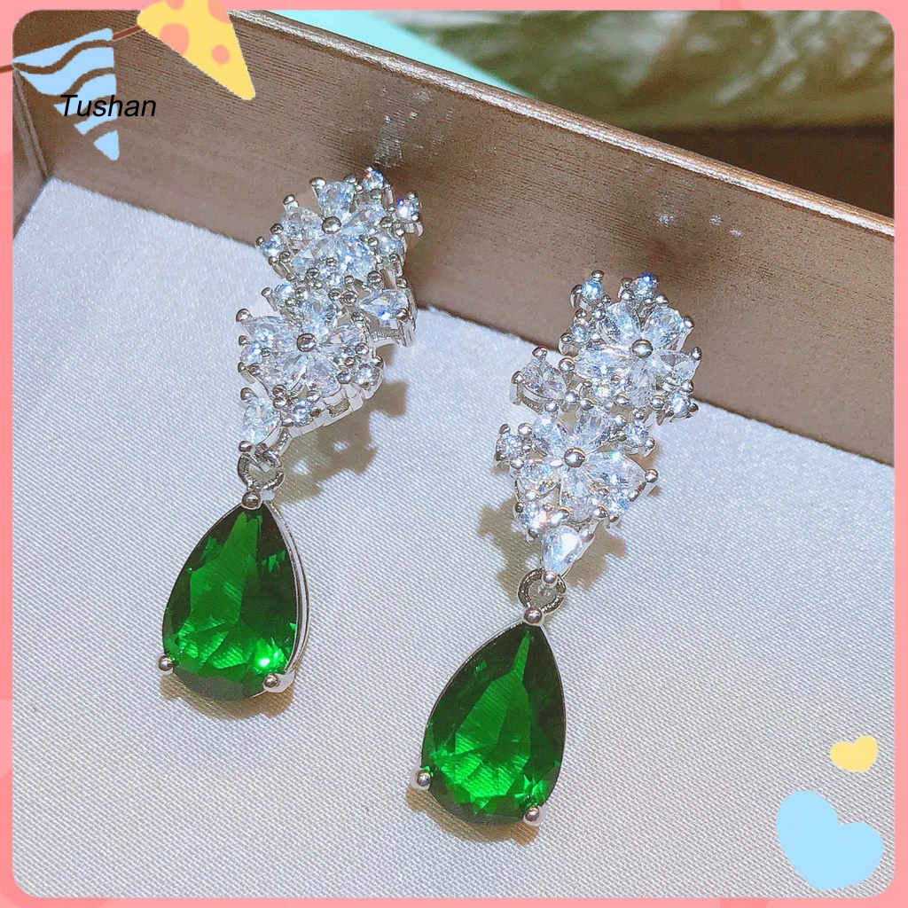 1 Đôi Bông Tai Hình Giọt Nước Họa Tiết Hình Học Thời Trang