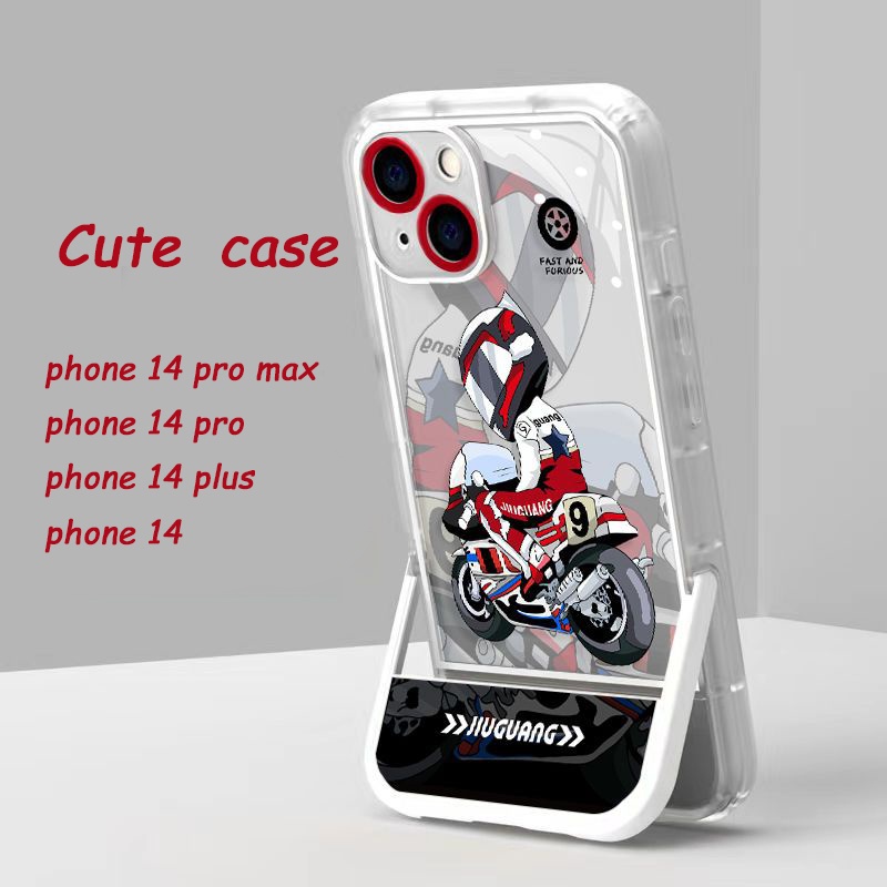 Ốp Điện Thoại TPU In Hoạt Hình Chống Vỡ Kèm Giá Đỡ Cho IPhone 14 13 Pro Max 11 12 Pro Max XS X XR SE 2020 6S 8 7 Plus