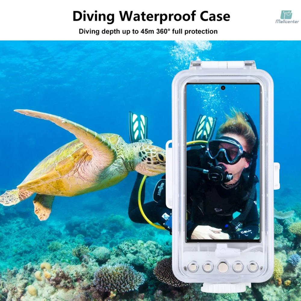 PULUZ 45M/147ft Waterproof Phone Case Diving Case Smartphone Underwater Housing Protective Case with Red Filter Neck Strap Cleaning Cloth Replacement for / Huawei/ Xiaomi and All Android OTG Smartphon
