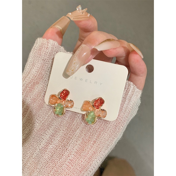 Bông Tai Mạ Bạc 925 Hình Hoa Nhiều Màu Sắc Ngọt Ngào Thời Trang Mùa Hè Cho Nữ