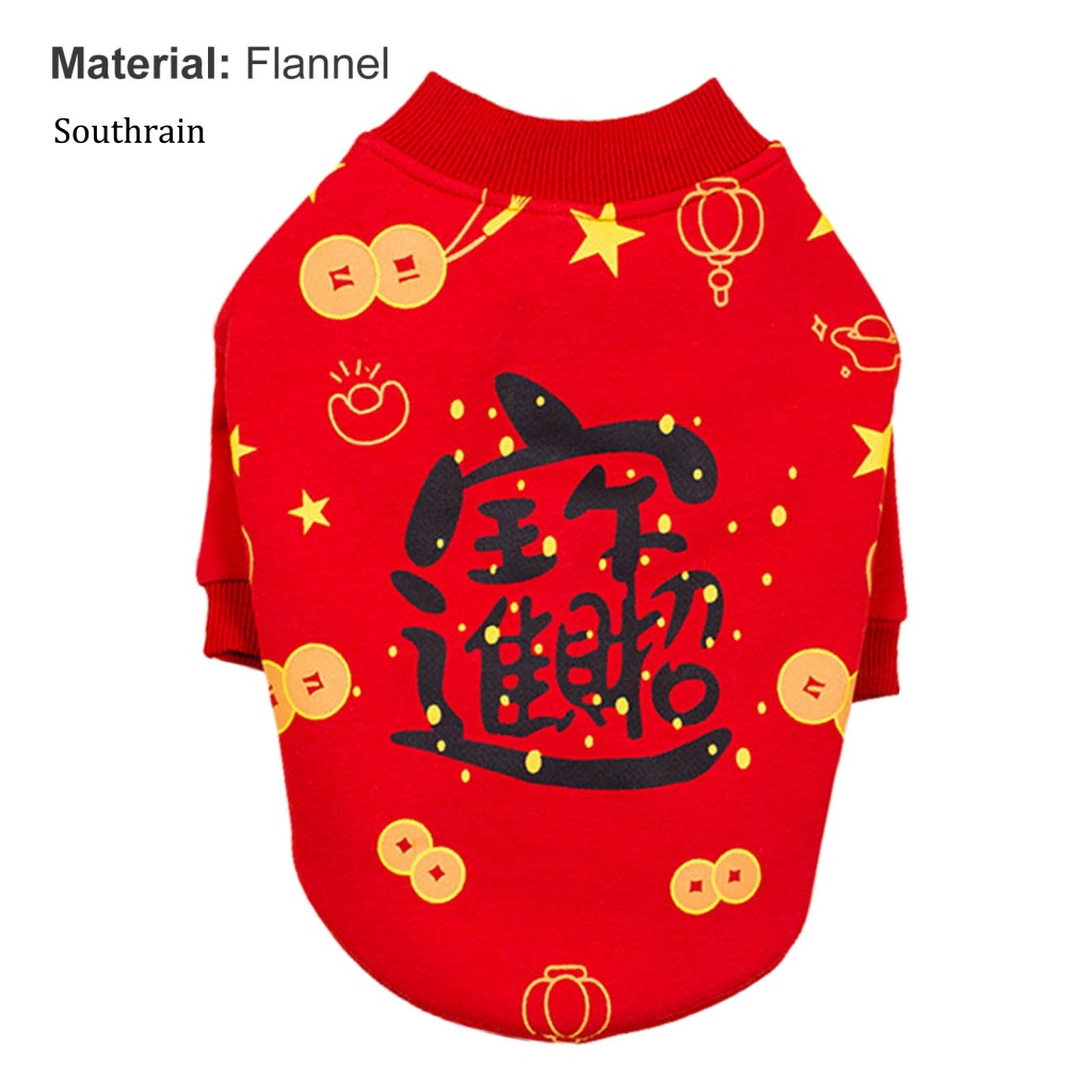 Áo Khoác Cardigan In Chữ Trung Hoa Dễ Thương Hóa Trang Năm Mới Cho Thú Cưng