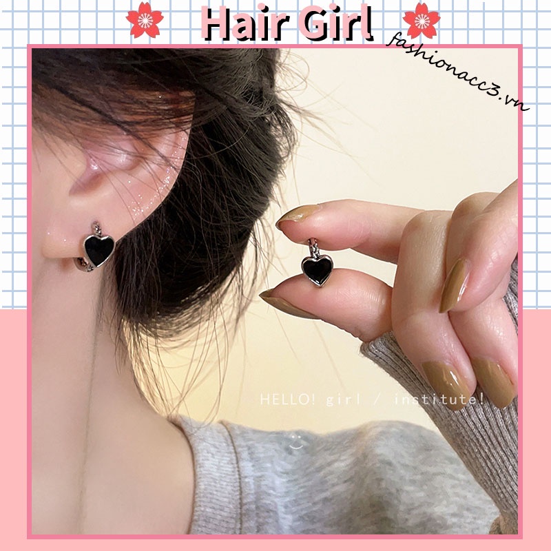 Hoa Tai Hình Trái Tim Màu Đen Thiết Kế Tinh Tế Thời Trang Mùa Hè Cho Nữ