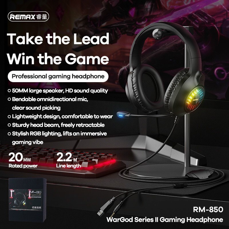 Tai nghe kèm míc Gaming giả lập 7.1 Remax RM810/Tai nghe kèm míc Remax RM850 dùng học zoom học online