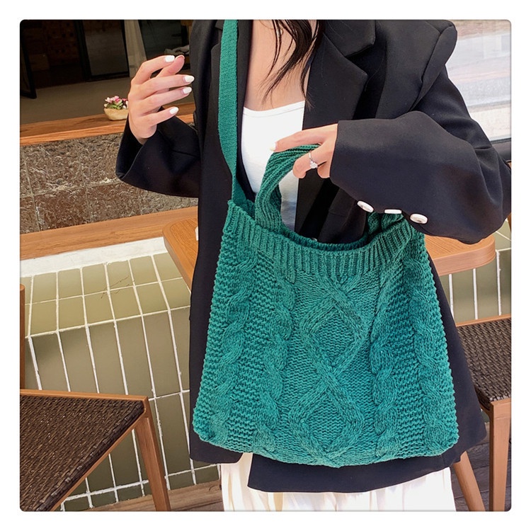 Túi Đeo Vai Đan Len Phong Cách Retro Thanh Lịch Thời Trang Cho Nữ