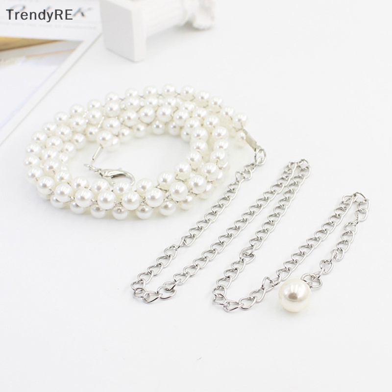 Thắt Lưng Dây Xích Mảnh Đính Ngọc Trai Thời Trang Thanh Lịch Cho Nữ