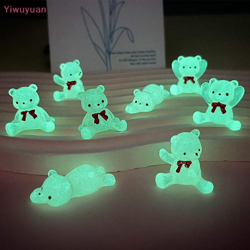 Bộ 2 Đồ trang trí Gấu Dạ Quang Thu Nhỏ Bằng Nhựa Resin Dễ Thương Trang Trí Tiểu Cảnh / Bảng Điều Khiển Xe Hơi