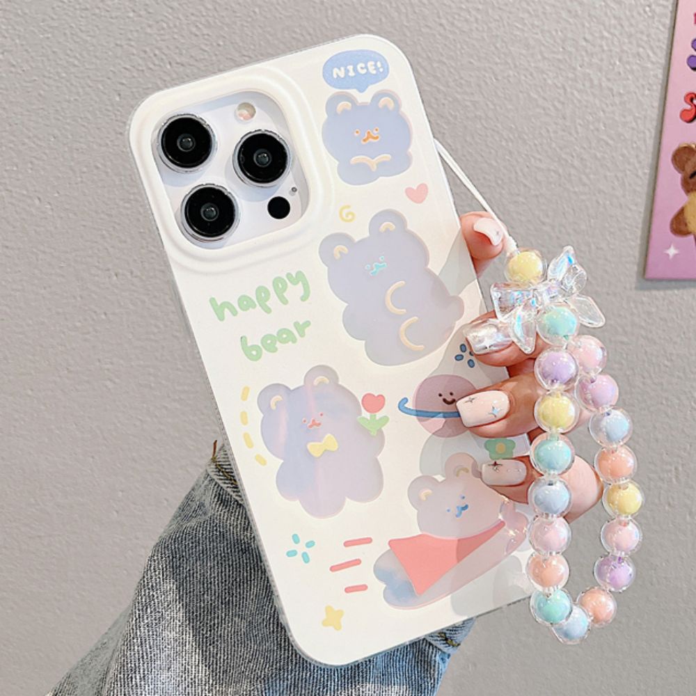 Ốp Điện Thoại TPU Dẻo Màu Laser Họa Tiết Hoạt Hình Chú Gấu Dễ Thương Chống Trượt Cho IPhone 11 IPhone 14 13 12 Pro Max