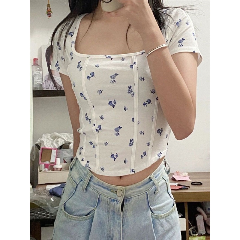 Áo Kiểu Tay Ngắn Dáng Ôm Trẻ Trung Quyến Rũ Dành Cho Nữ