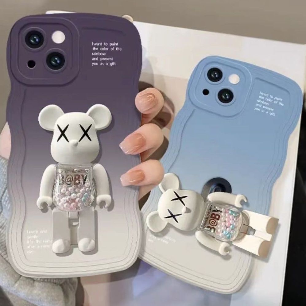 Ốp Điện Thoại Màu Gradient Có Giá Đỡ Hình Gấu Cho Iphone 11 Pro Max 12 / 13 / 14promax / Xsmax / Xr / 13 / 7 8Plus