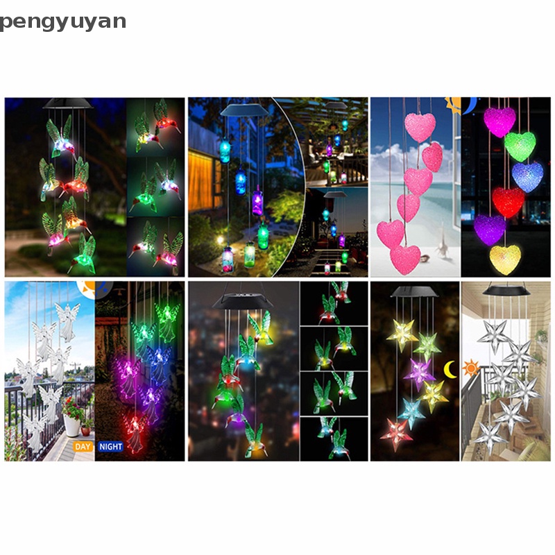 [pengyuyan] Chuông Gió Sử Dụng Năng Lượng Mặt Trời Đầy Màu Sắc Chống Thấm Nước Hình Chim Ruồi Chim Ruồi