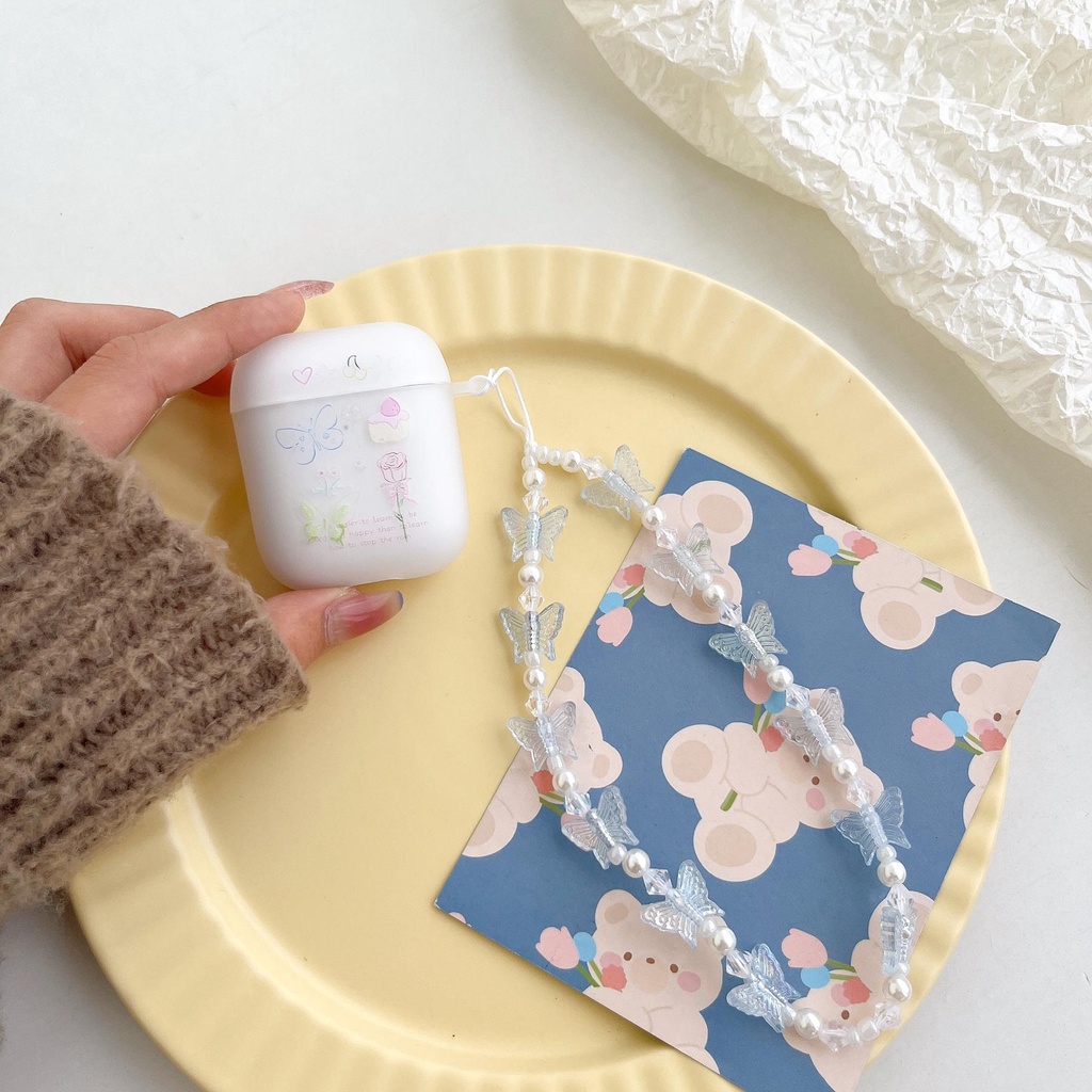 Vỏ Bảo Vệ Hộp Đựng Tai Nghe AirPods 1 / 2 / 3 Gen Pro2 2022 Bằng Silicon Tpu Mềm Trong Suốt Họa Tiết Hoa Hồng Và Bướm Đơn Giản