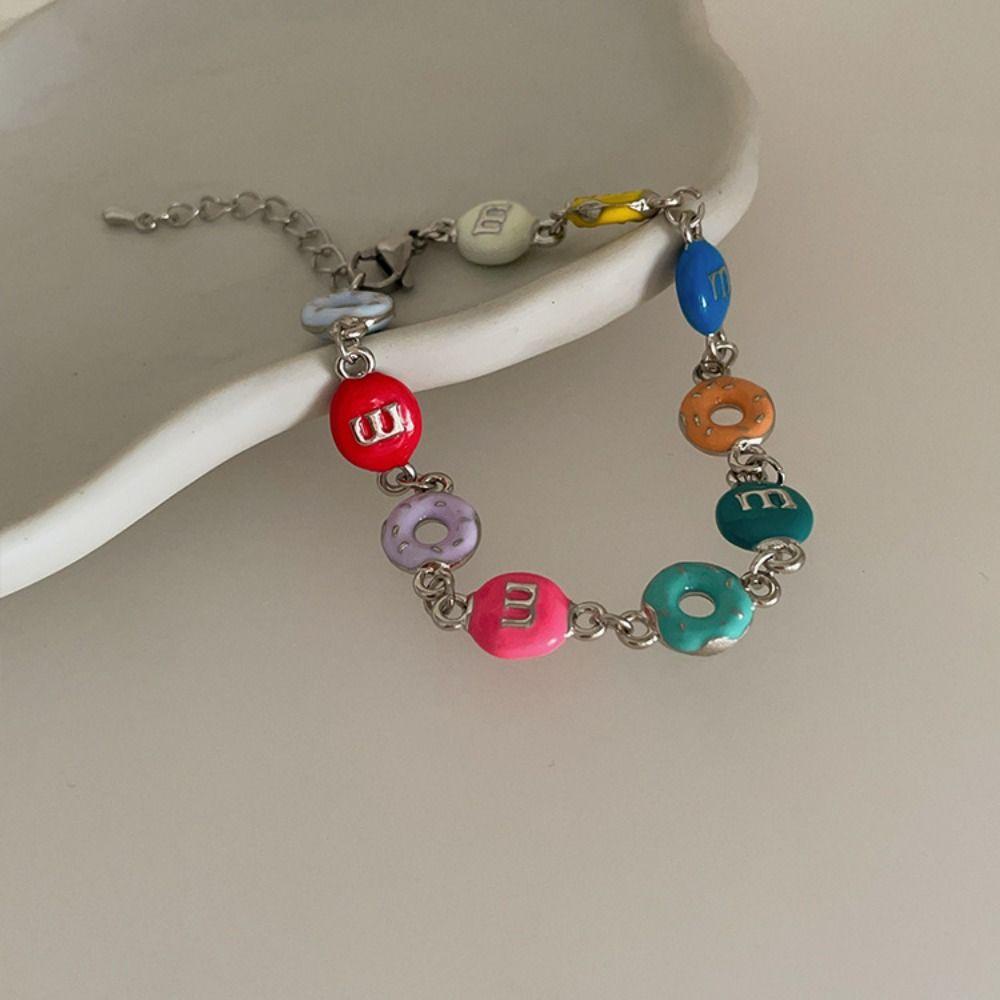 Vòng Tay / Vòng cổ Mặt Chữ M Bằng Hợp Kim Nhiều Màu Độc Đáo Phong Cách Harajuku Hàn Quốc