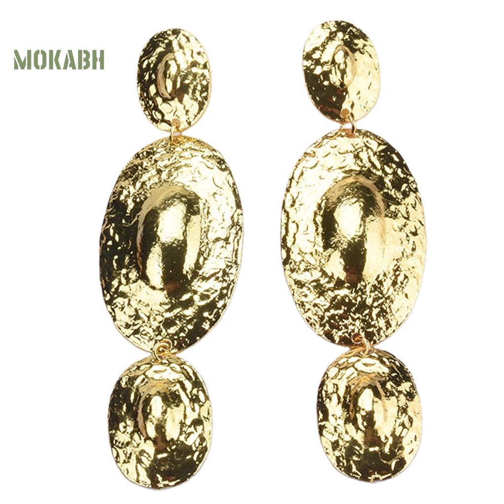 1 Đôi Bông Tai Dáng Dài Bằng Kim Loại Mạ Điện Sáng Bóng Phong Cách Âu Mỹ Dành Cho Nữ