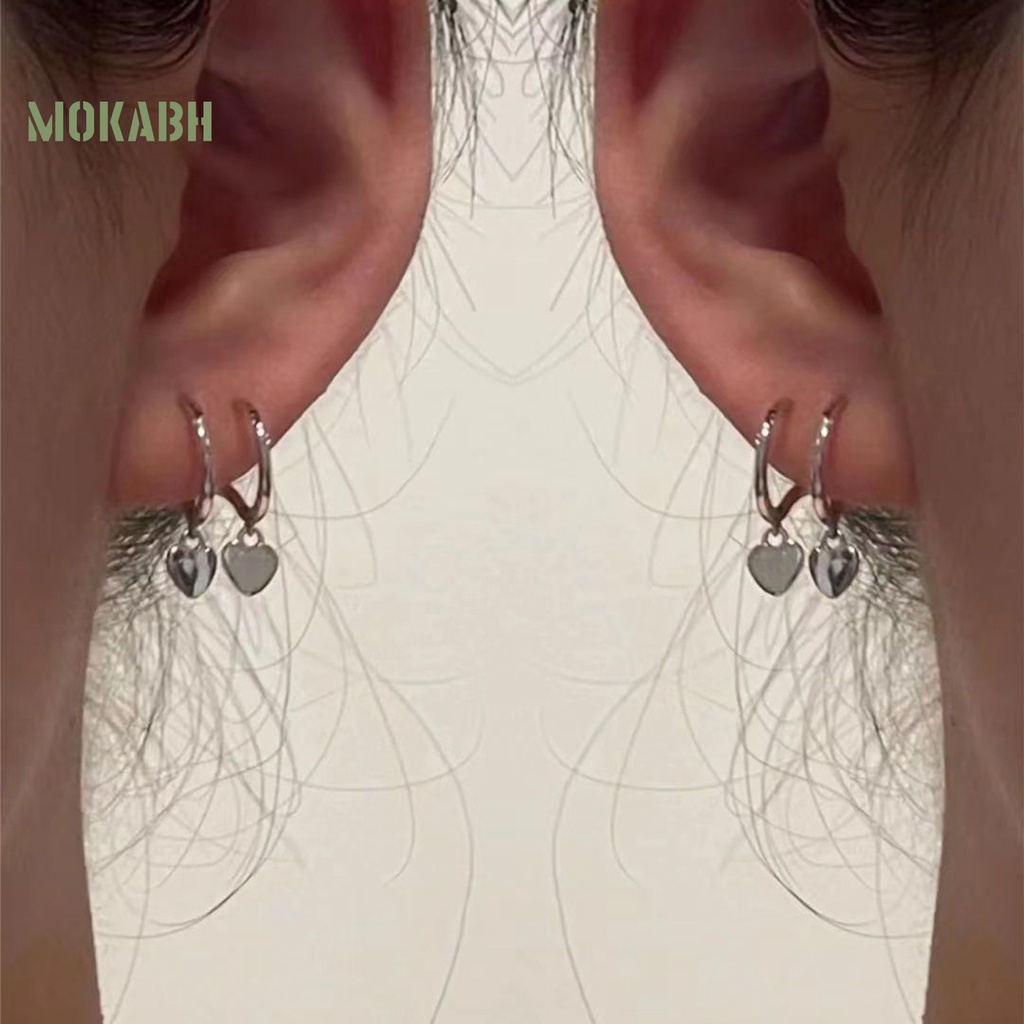 1 Đôi Bông Tai Hình Trái Tim Màu Bạc Bóng Sang Trọng Thời Trang Dành Cho Nữ