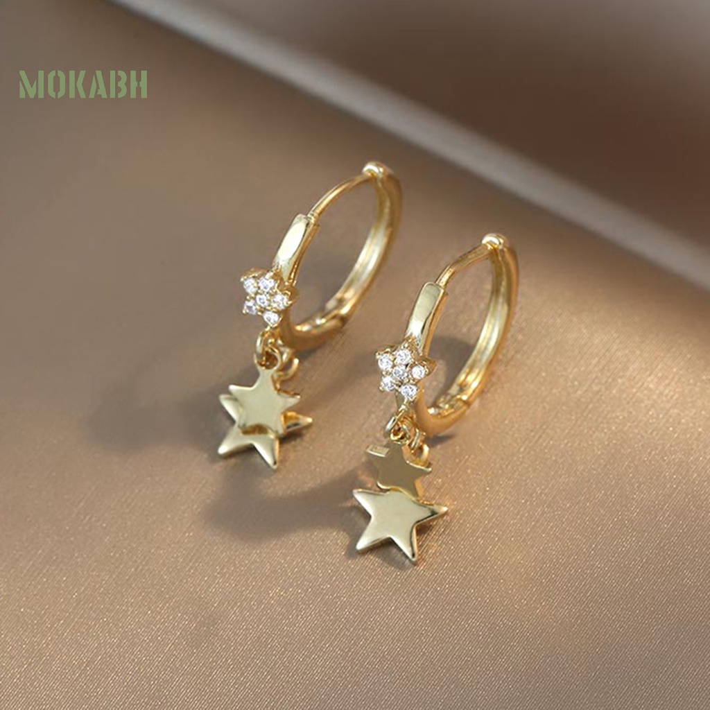 1 Đôi Bông Tai Hình Ngôi Sao Đính Đá Mạ Điện Không Phai Màu Trọng Lượng Nhẹ Thời Trang Dành Cho Nữ