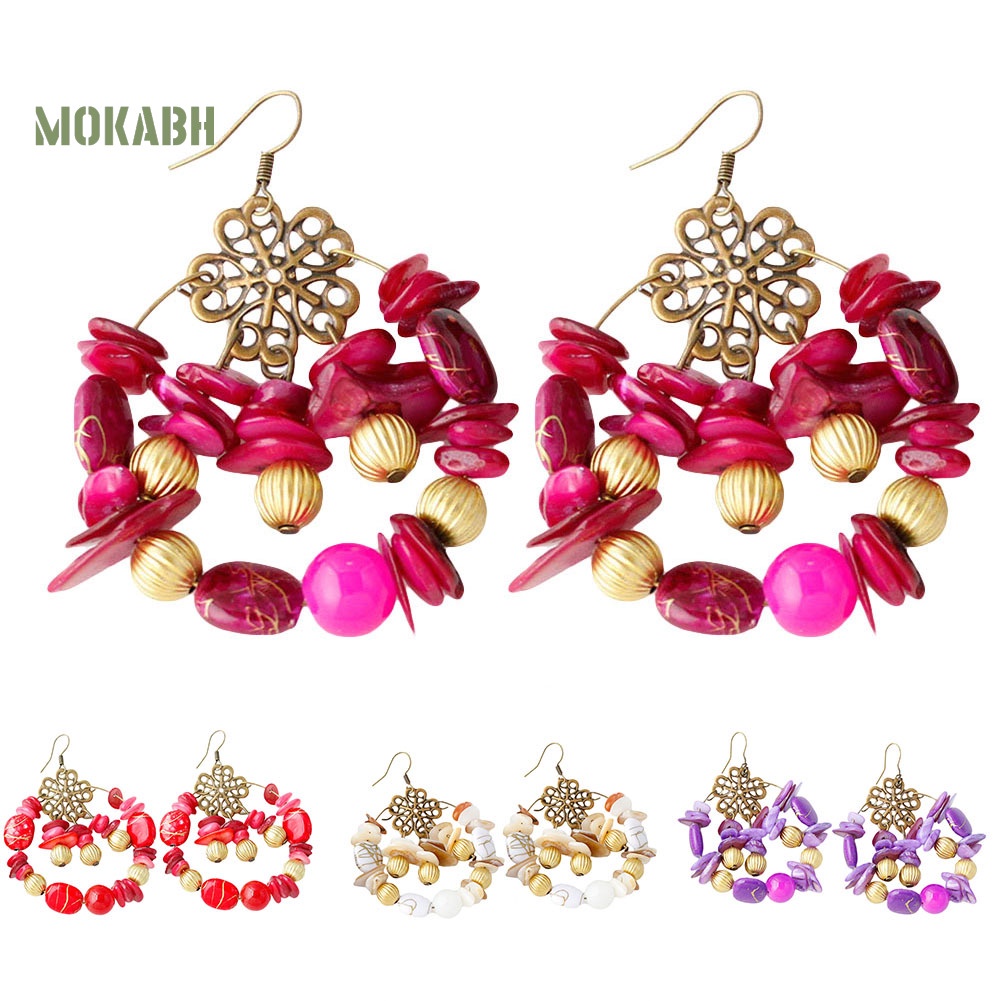 Bông Tai Xỏ Hạt Nhiều Màu Phong Cách Bohemian Thời Trang Cho Nữ