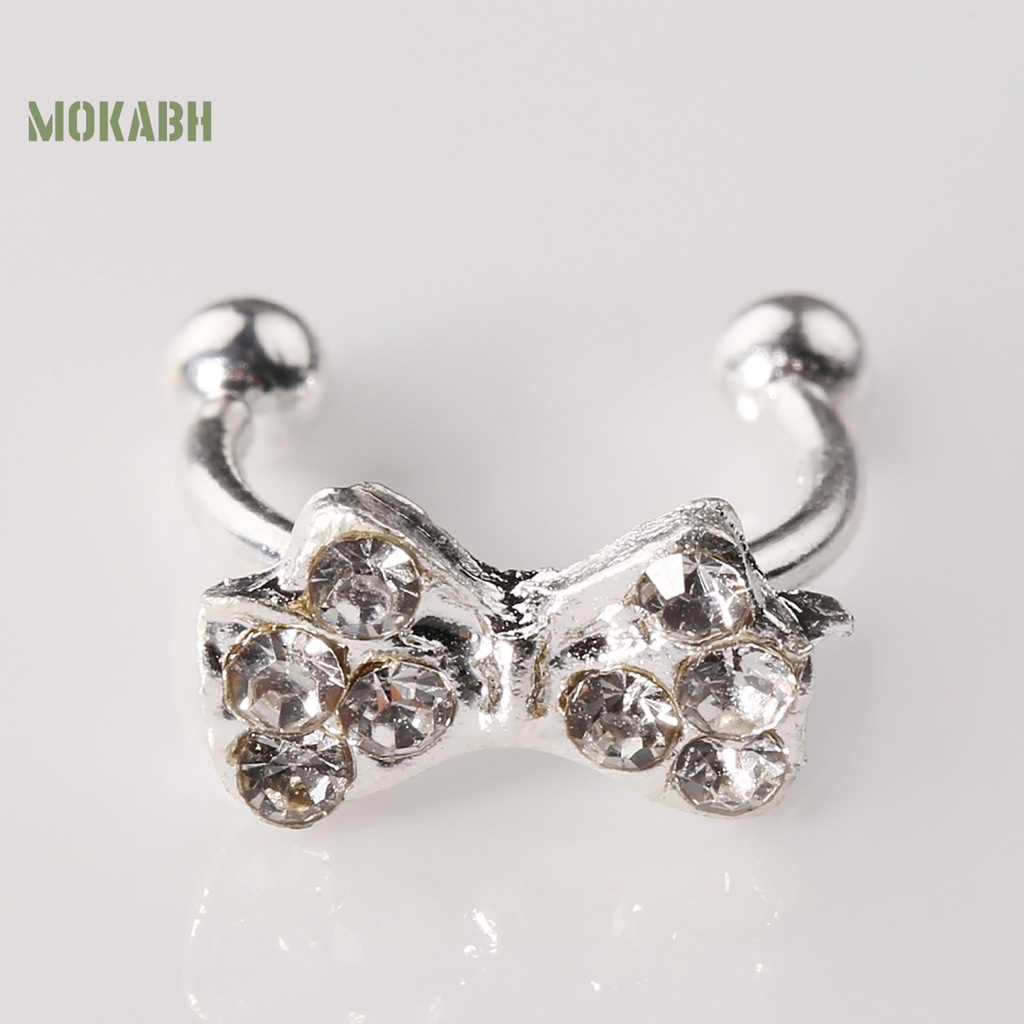 1 Chiếc Bông Tai Kẹp Hình Nơ Đính Đá Pha Lê Bằng Hợp Kim Cho Nữ