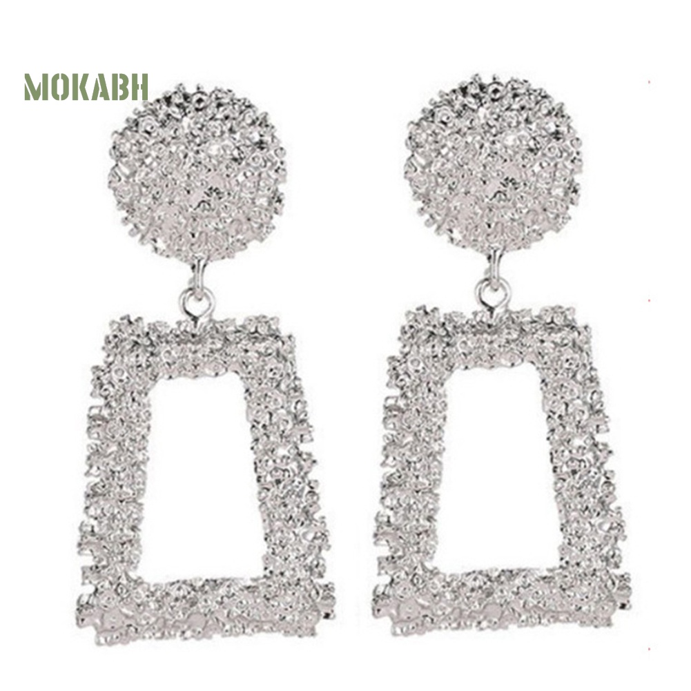 Bông Tai Hình Thang Dáng Dài Thiết Kế Đục Lỗ Thời Trang Sang Trọng Cho Nữ