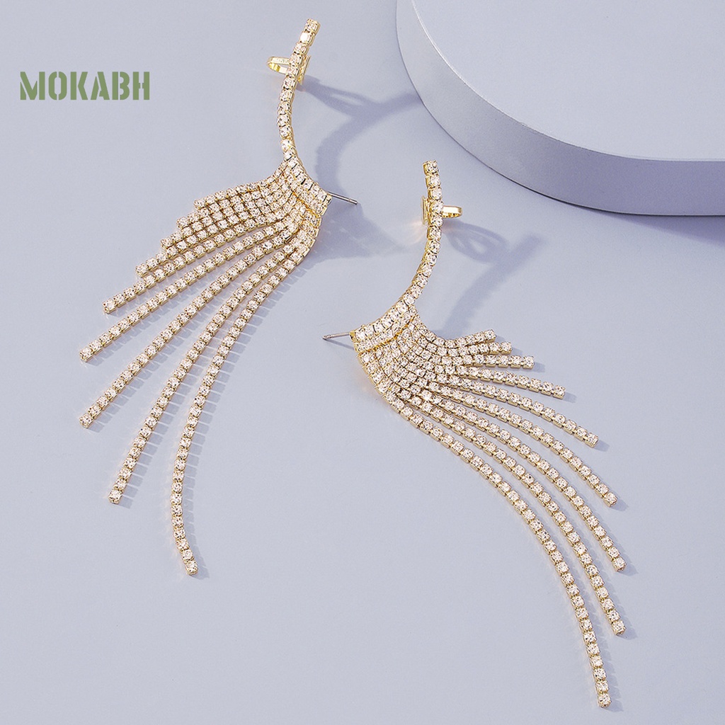 1 Đôi Bông Tai Dáng Dài Đính Đá Lấp Lánh Thời Trang Dự Tiệc