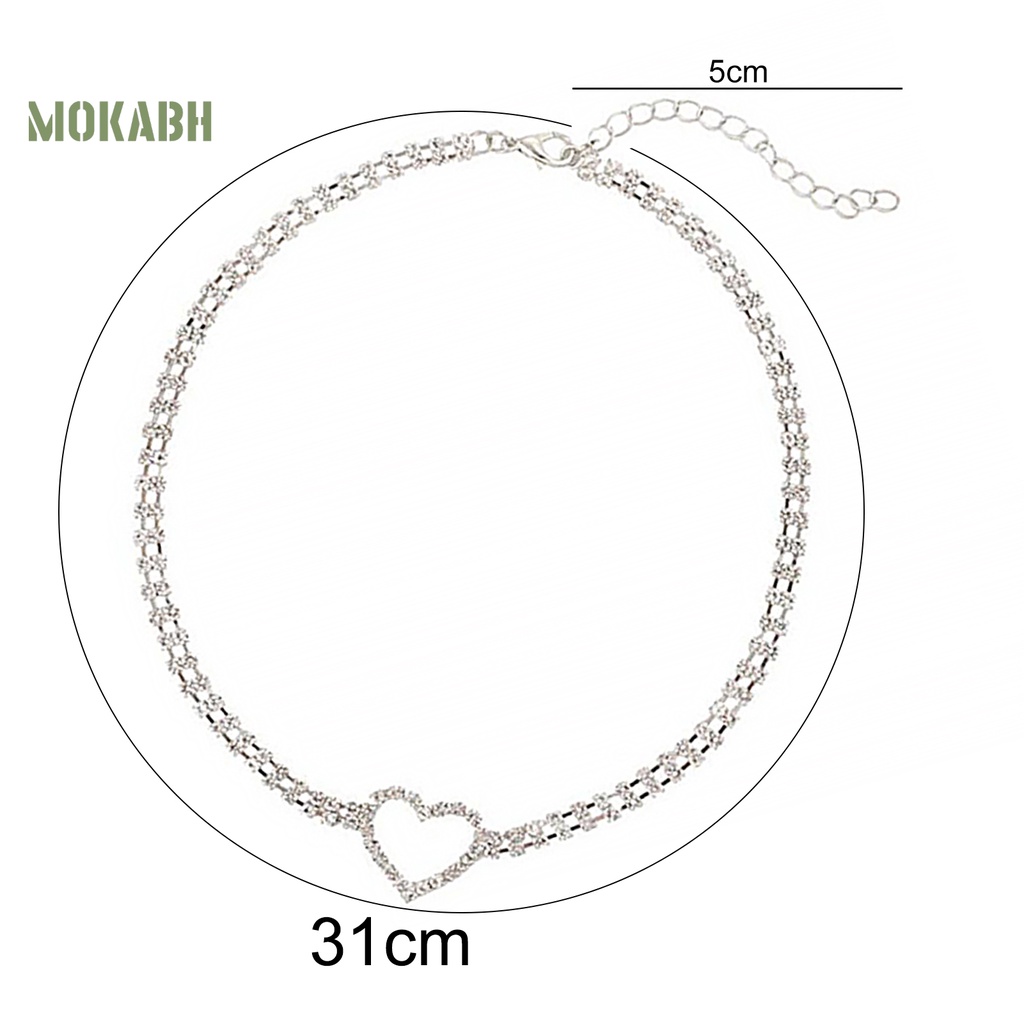 Vòng Cổ Choker Hình Trái Tim Đính Đá Lấp Lánh Có Thể Điều Chỉnh Trang Trí Cho Nữ