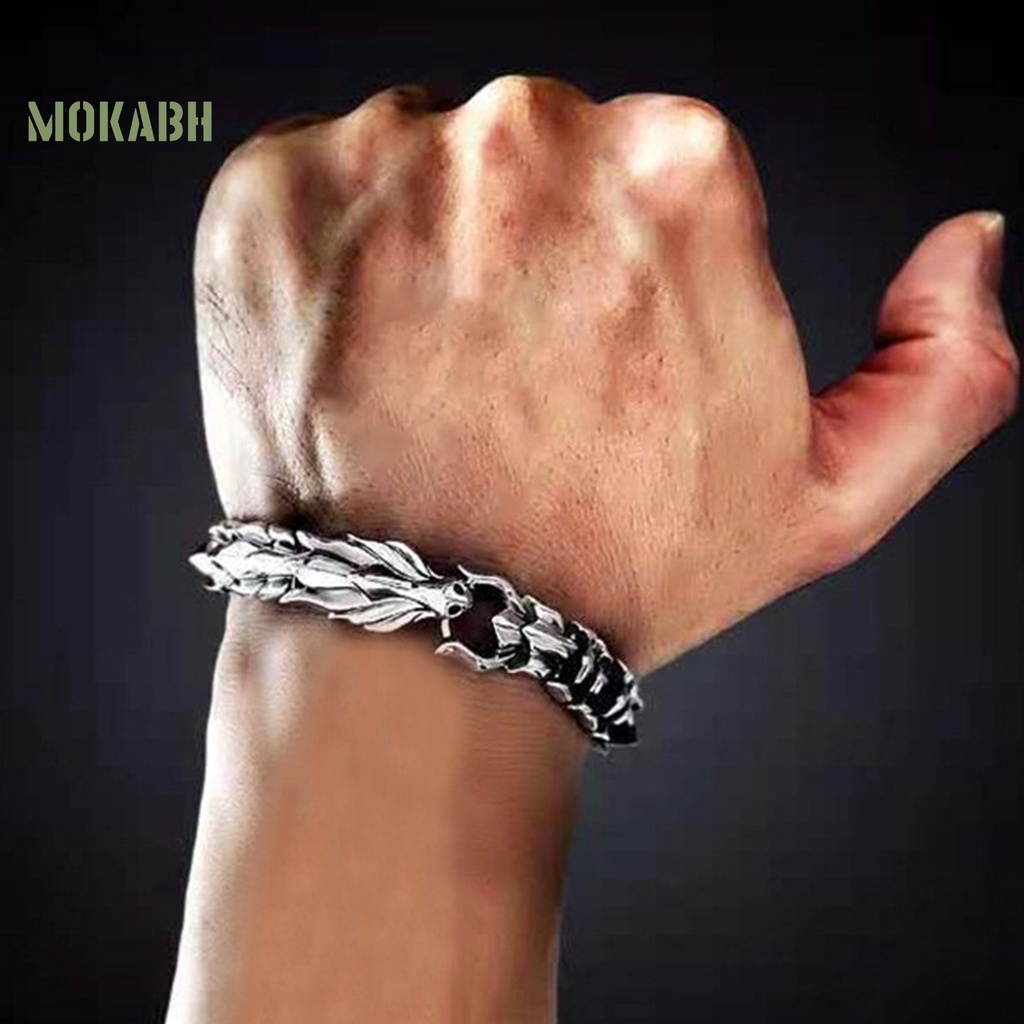 Vòng Tay Hình Đầu Rồng Phong Cách Âu Mỹ Cá Tính Cho Nam