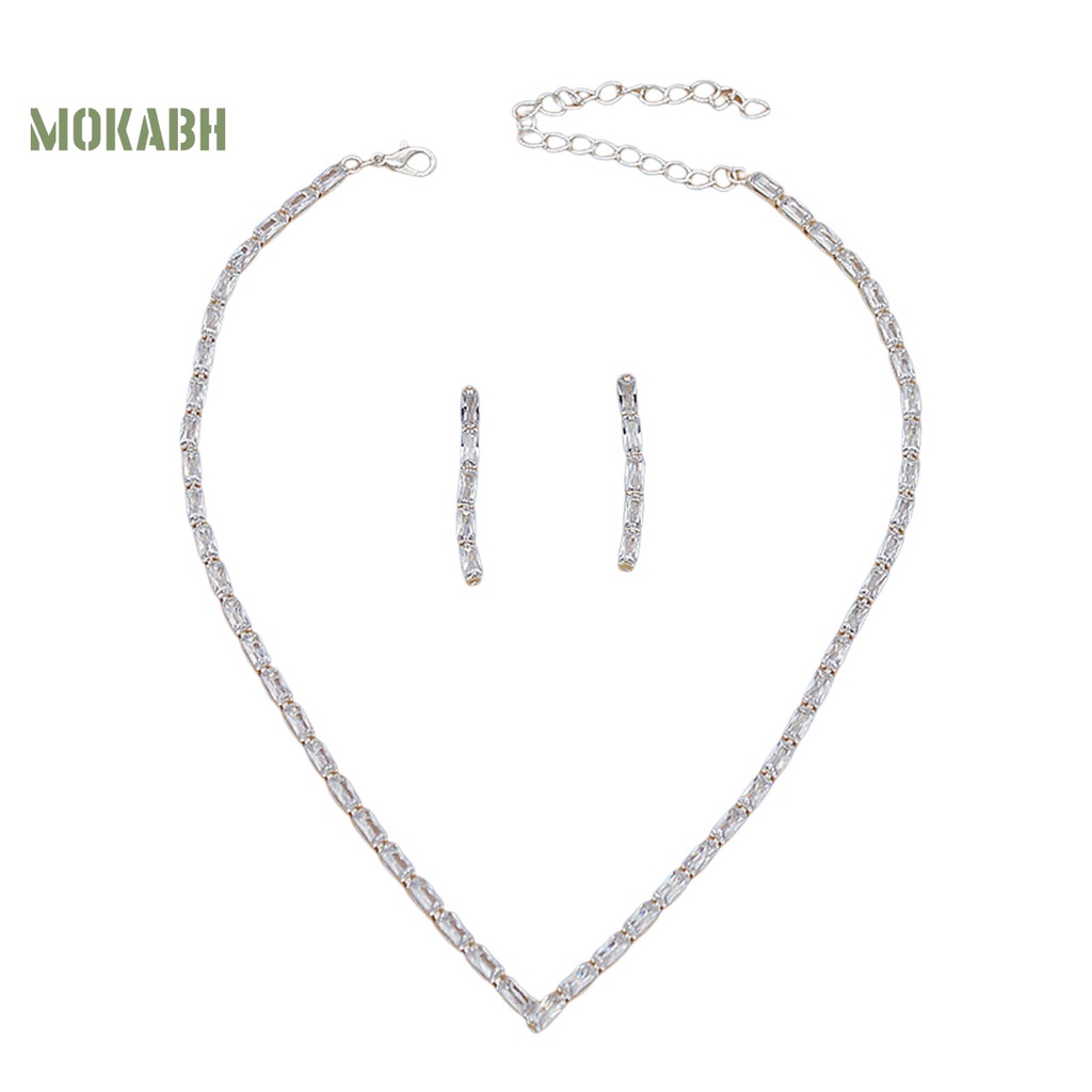 [Mới] Set Vòng cổ Và Bông Tai Đính Đá Zircon Sang Trọng Không Gây Dị Ứng Cho Cô Dâu