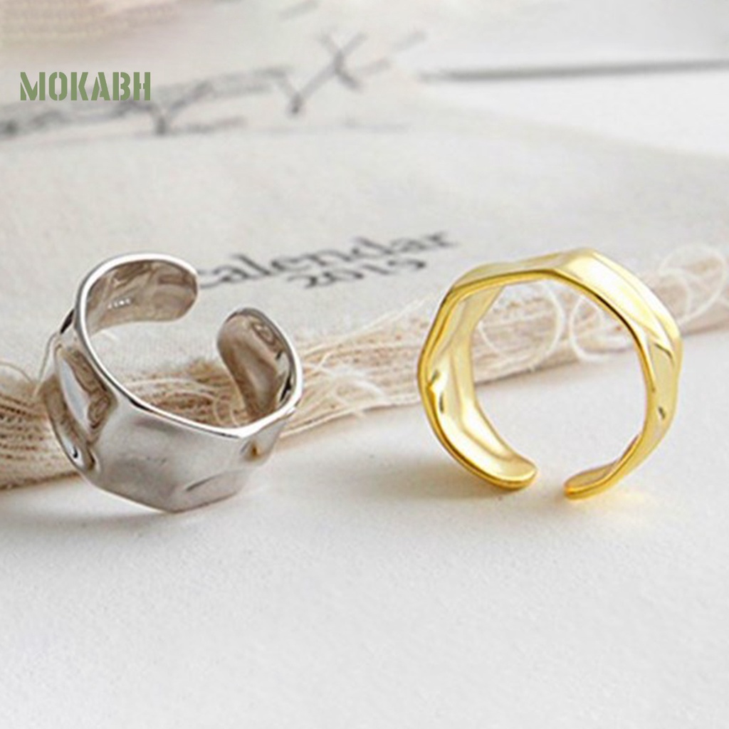 Nhẫn Hở Gợn Sóng Màu Trơn Tùy Chỉnh Thời Trang Cho Nữ
