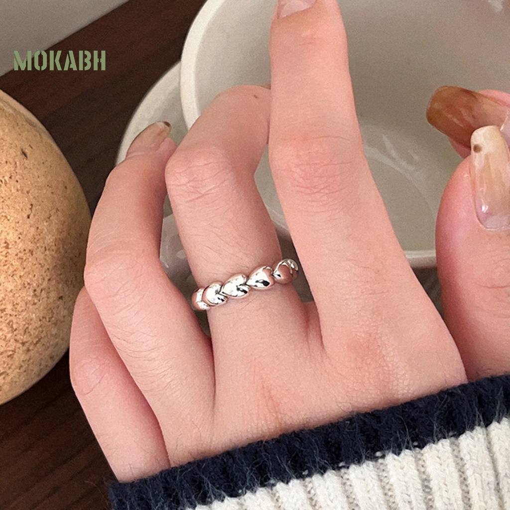Nhẫn Hình Trái Tim Nhỏ Màu Bạc Không Gây Dị Ứng Phong Cách Cổ Điển Thời Trang Cho Nữ