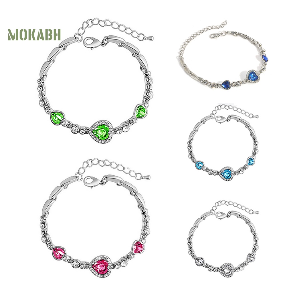 (Hot) Vòng Tay HợP Kim ĐíNh Đá HìNh Tim Xinh XắN