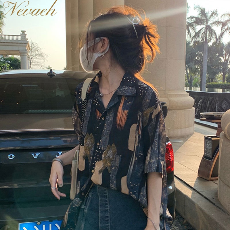 Áo Sơ Mi Chống Nắng Dáng Rộng In Họa Tiết Phong Cách Hong Kong Cổ Điển Thời Trang Mùa Hè Hàng Mới Dành Cho Bạn Nữ