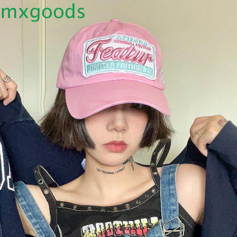 Mũ Lưỡi Trai Cotton Vành Cong In Chữ MXGOODS Chống Nắng Phong Cách Punk Đường Phố Mùa Hè Cho Nam