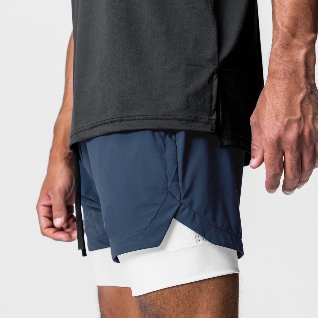 Quần Short Thể Thao Hai Lớp Bằng Nylon Co Giãn Khô Nhanh Màu Trơn Dành Cho Nam